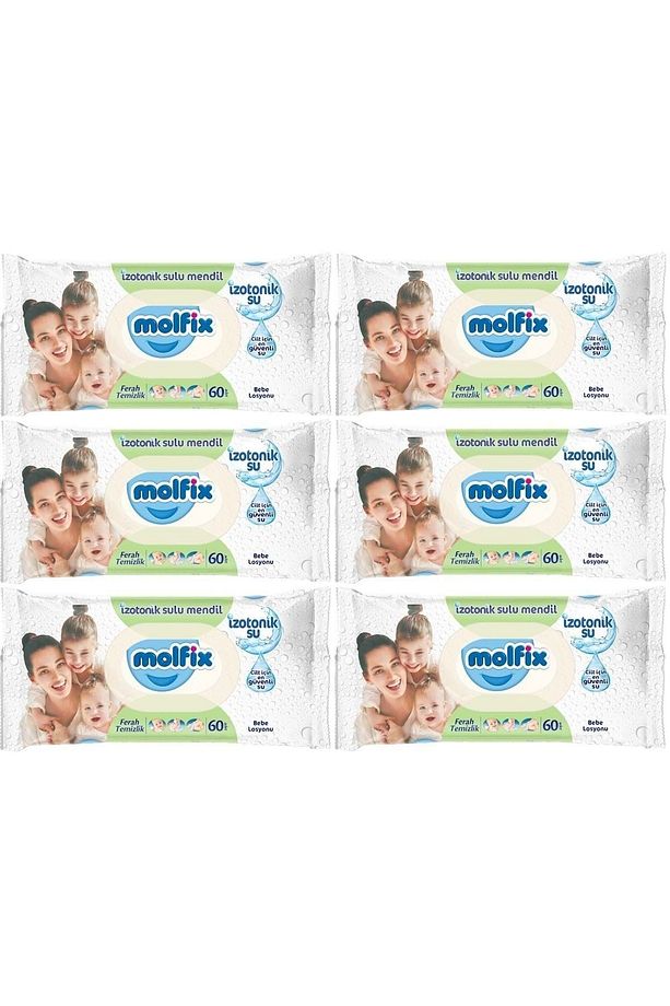 Islak Havlu Mendil İzotonik Ferah Temizlik 6 Lı set 60 Yaprak Plastik Kapaklı - 1