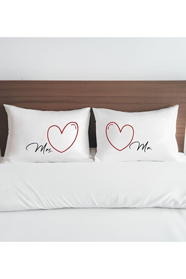 Sweetheart Designed Cotton 2-Piece Pillowcase Set - 10 50x70cm, Gift for Girlfriend/Boyfriend, Housewarming Gift
