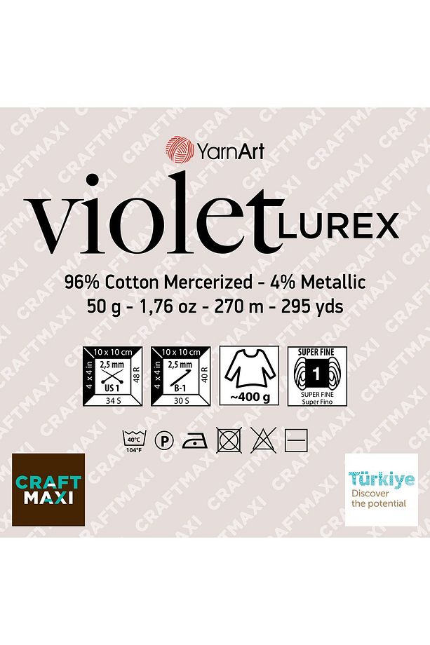 Vıolet Lurex - Simli, Merserize Dantel Ipi Gri-15326 - 2