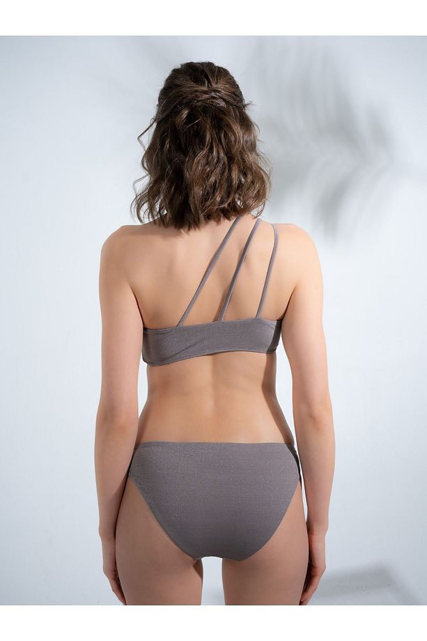 Palm tek omuzlu aksesuarlı bikini takımı - 5