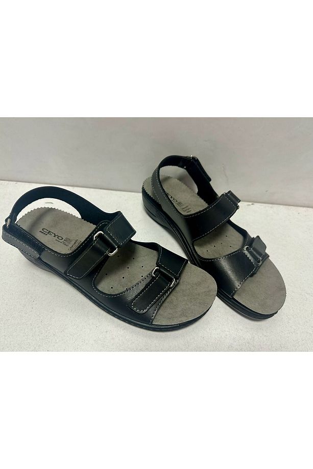 UNISEX SİYAH RENK ÇİFT BANTLI ORTOPEDİK TABAN SANDALET HAFİF ŞIK 9855-13 - 1