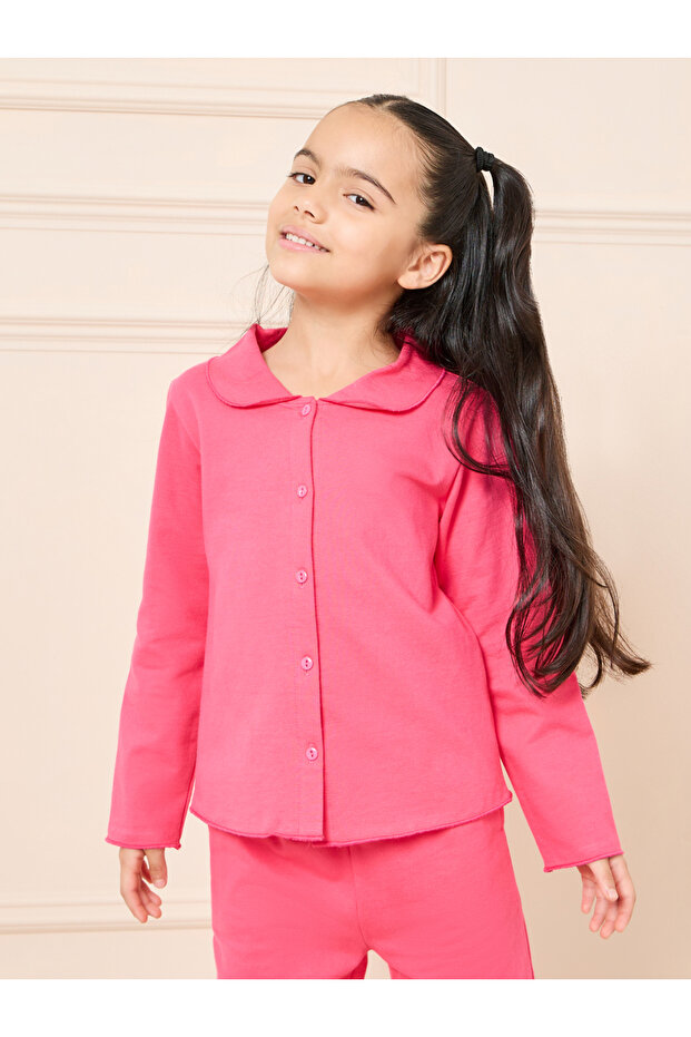 طقم قميص بياقة مستقيمة وبيجامة برباط - 3