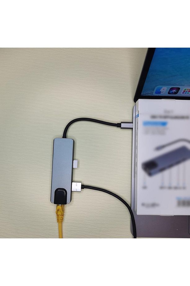 Type-c To Ethernet Hdmi Usb C Hub 5 Li Macbook Iphone 15 Serisi Uyumlu - 7