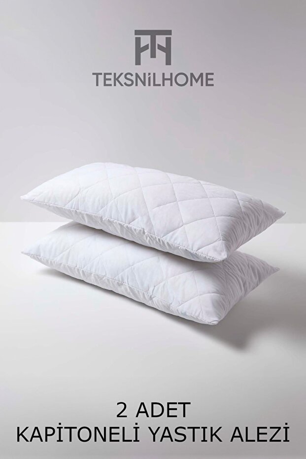 100% Cotton 2 Pieces Quilted Pillow Mattress Protector | Protective Pillow Cover | 50 X 70 cm |