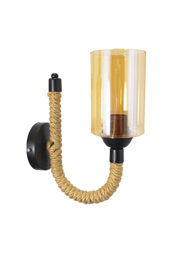 Rustik Retro Şık Model Halatlı Siyah Aplik Balcam - 1