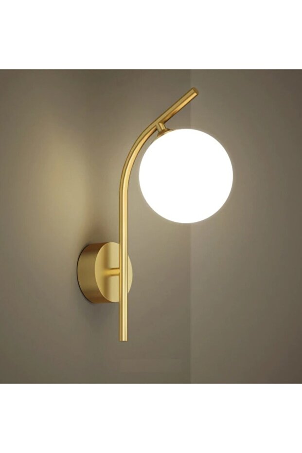 Lüks Eskitme Modern Beyaz Glop Camlı Tekli Aplik - 2