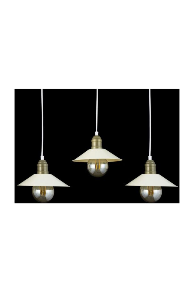 Tekli Krem Retro Rustik Model Modern Metal Sarkıt Avize - 2