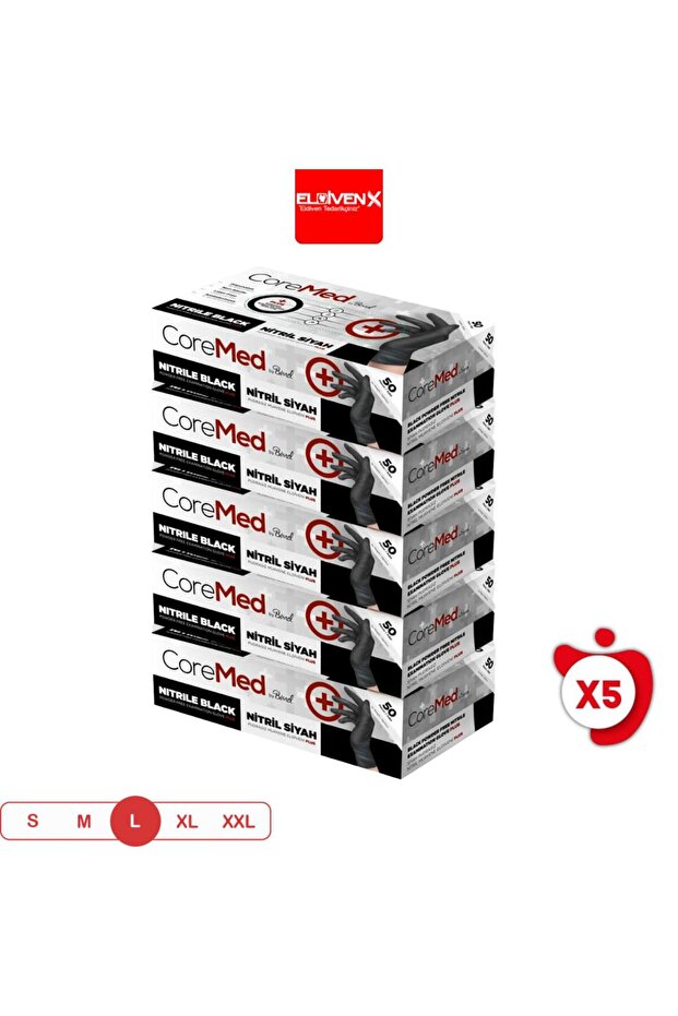 Ultra Extra Thick Black Nitrile Gloves Powder Free Pack of 50 - Large (5 Pack)