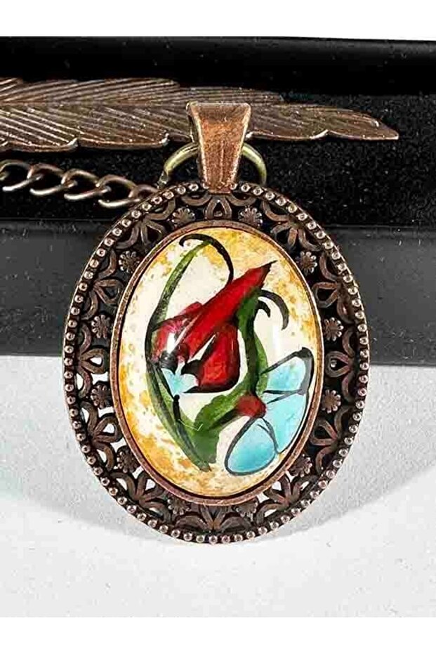 Red Tulip Tile Patterned Bookmark - 1