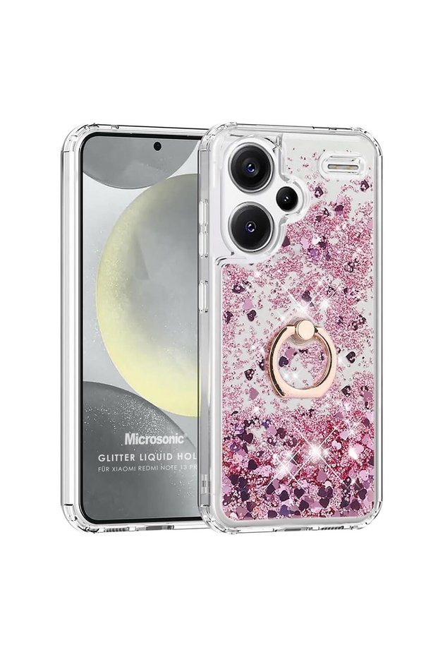Xiaomi Redmi Note 13 Pro Plus 5g Case Glitter Liquid Holder Pink