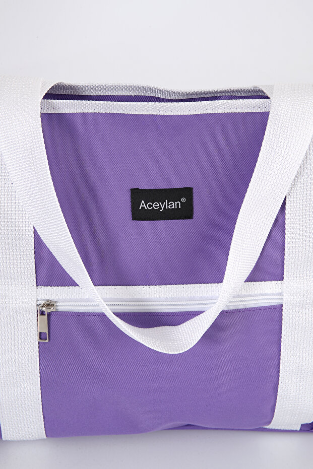 Mor Fermuarlı Plaj Çantası - 4