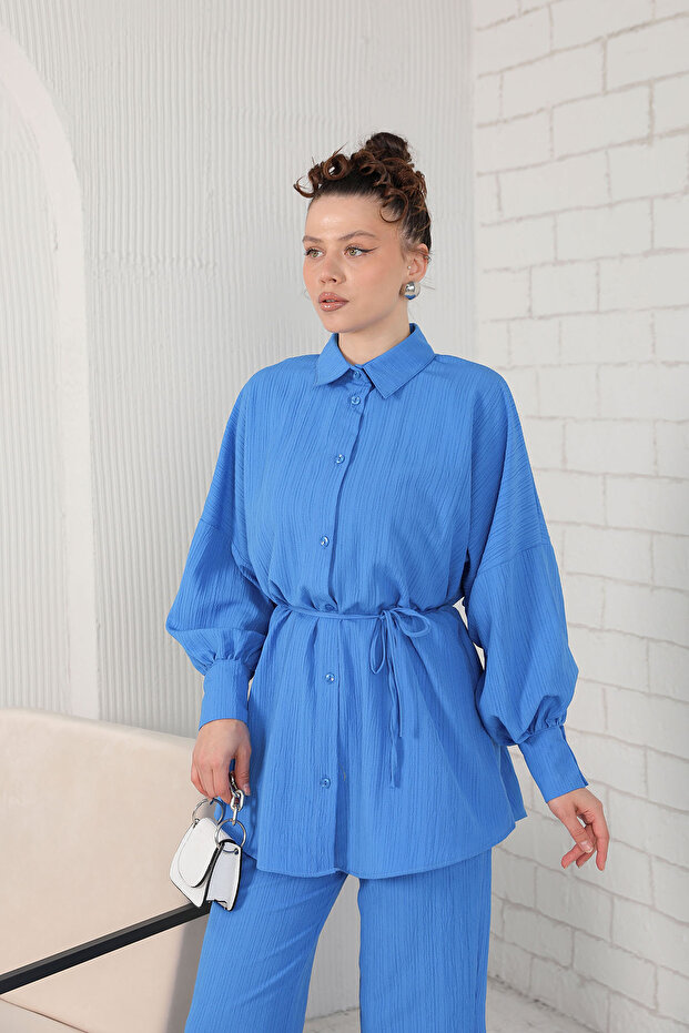 طقم قميص أزرق أساسي موديل 3-3117 - 4