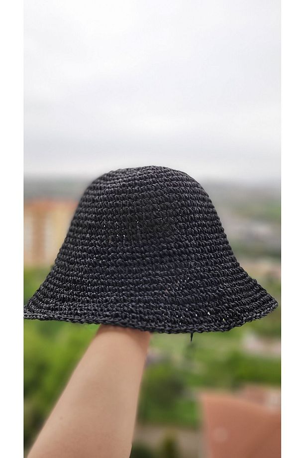 Örgü Hasır Bucket Kadın Şapka - 1