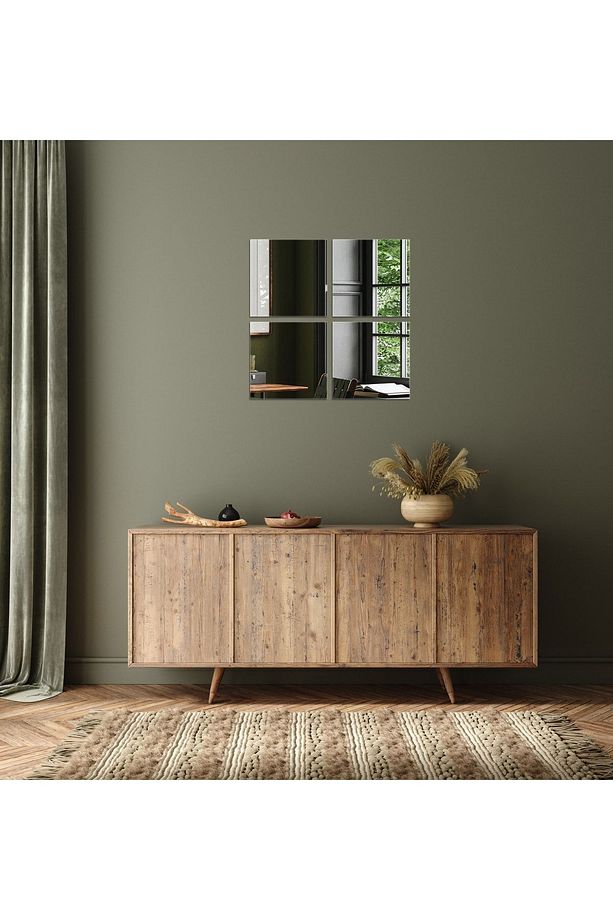 Dekoratif Pleksi Kare Ayna Kendinden Yapışkanlı 4 Adet 25 X 25 - 1