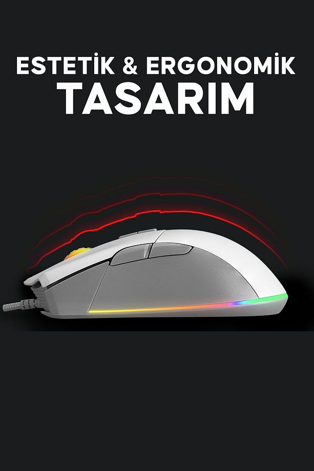 Smx-r21 Compact Usb Beyaz Rgb Ledli Makrolu 12800dpi / 1000hz Drag Click Gaming Oyuncu Mouse - 4
