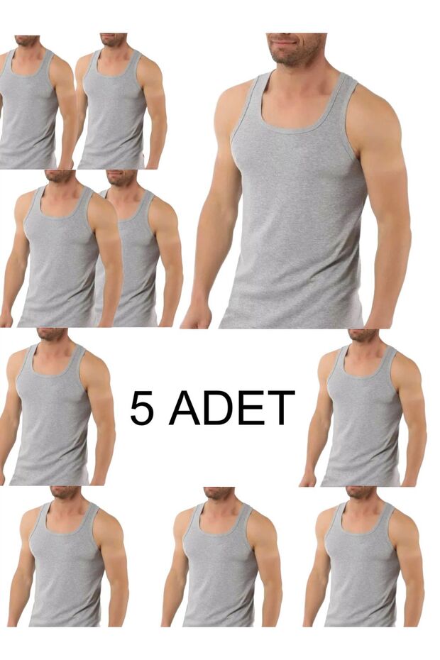 5-Pack Gray Men's Undershirts Combed Cotton Lycra