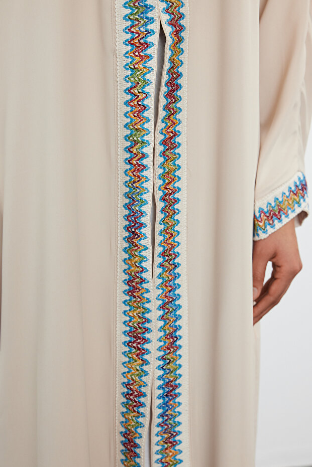 Taş Biye Detaylı Dokuma Kap & Ferace & Abaya & Kimono TCTSS24KF00033 - 2