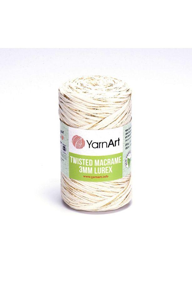 Yarn Art Twisted Macrame 3 Mm Lurex - Simli Makrome El Örgü Ipi Krem -752 - 1