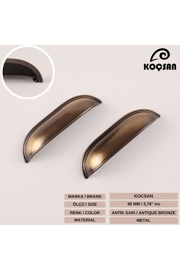 Midye Antik Sarı 96 Mm Kulp Lüks Country Mutfak Mobilya Dolap Çekmece Kulpu - 3