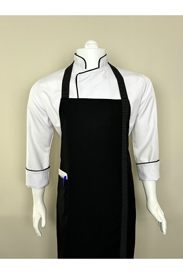 Kitchen Cook Dishwasher Cleaner Waiter Chef Busboy Halter Neck Work Apron (Striped Tape)