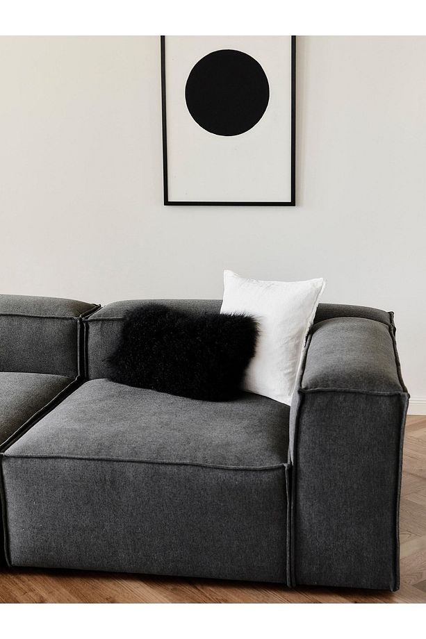 Frida 4 Modül Pofidik Modüler Kanepe L Köşe Koltuk Takımı, Keten, Antrasit 295x190 Cm - 2