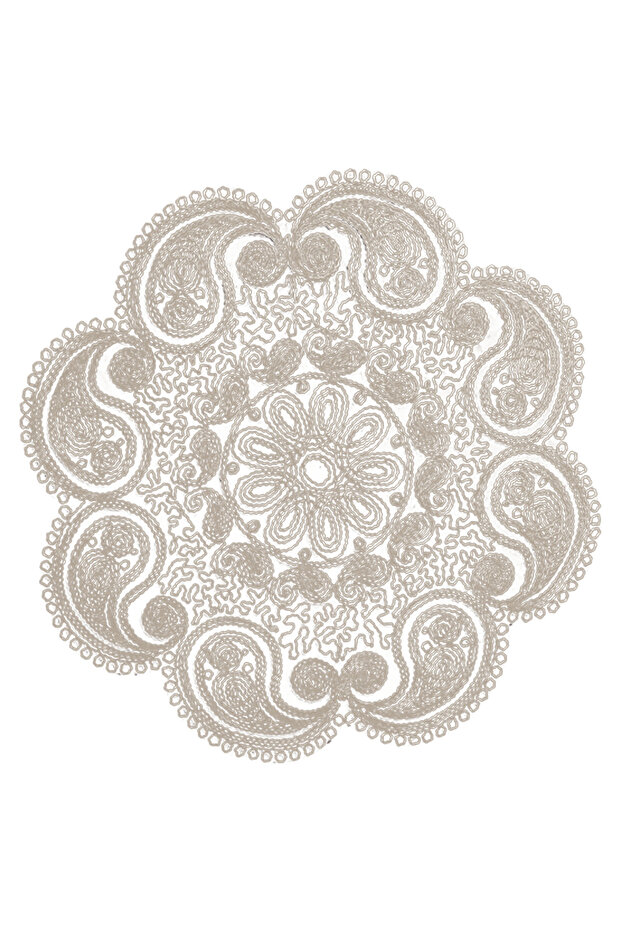 Embroidered Placemat Luxury Trivet Drop Table and Presentation Set for Bridal Dowry Cappuccino