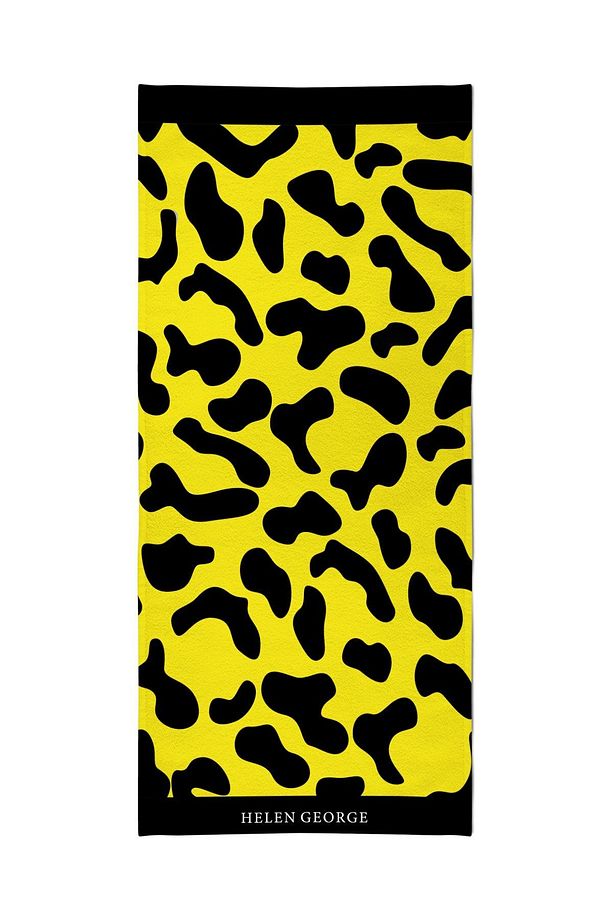 New Land - Sarı Siyah Leopar Oversize Plaj Havlusu Hgtw0001359 - 3