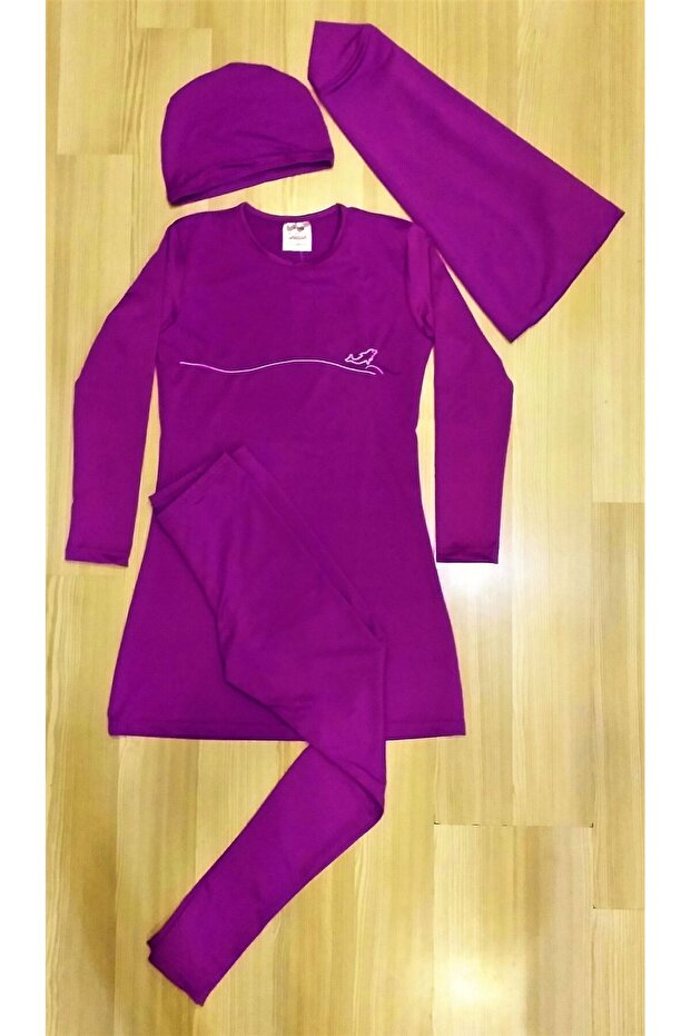 Lazella Long Sleeve Children's Hijab Swimsuit Fully Covered Purple