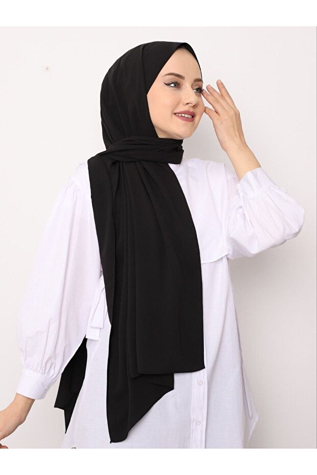*Medina Silk Shawl - Premium Quality, Non-Slip, Firmly Structured 190 X70 Black Sal2306