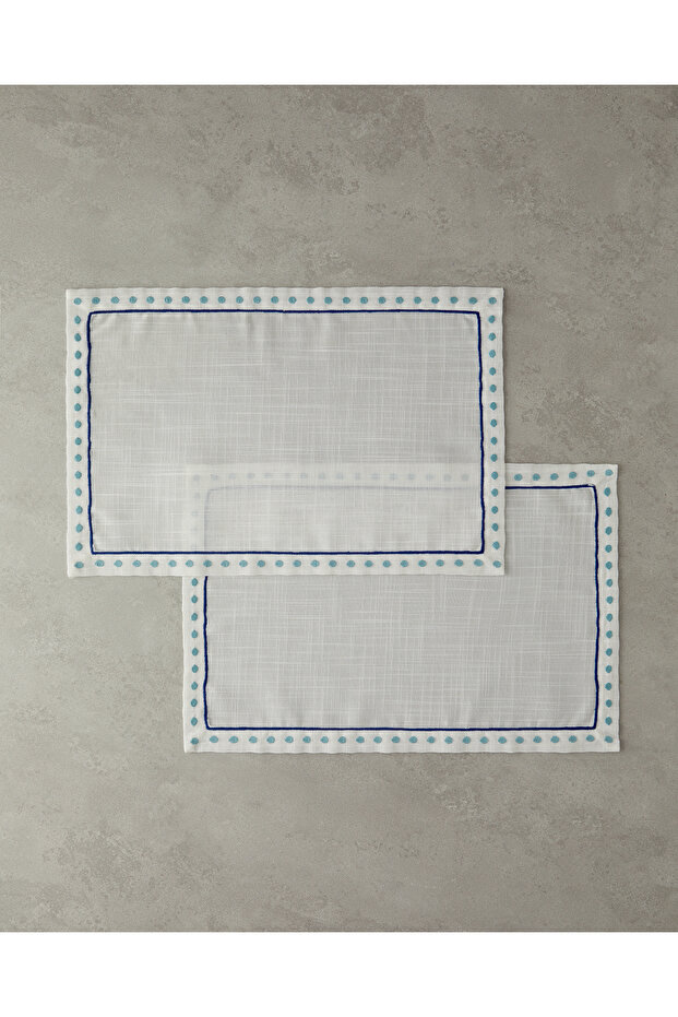 Coachella Bounce Polyester 2-Piece American Service Set 30X45 cm Cream - Blue