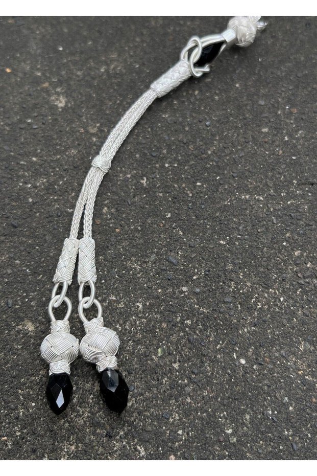 Silver Kazaziye Zircon Stone Detailed Double Rosary with Tassel