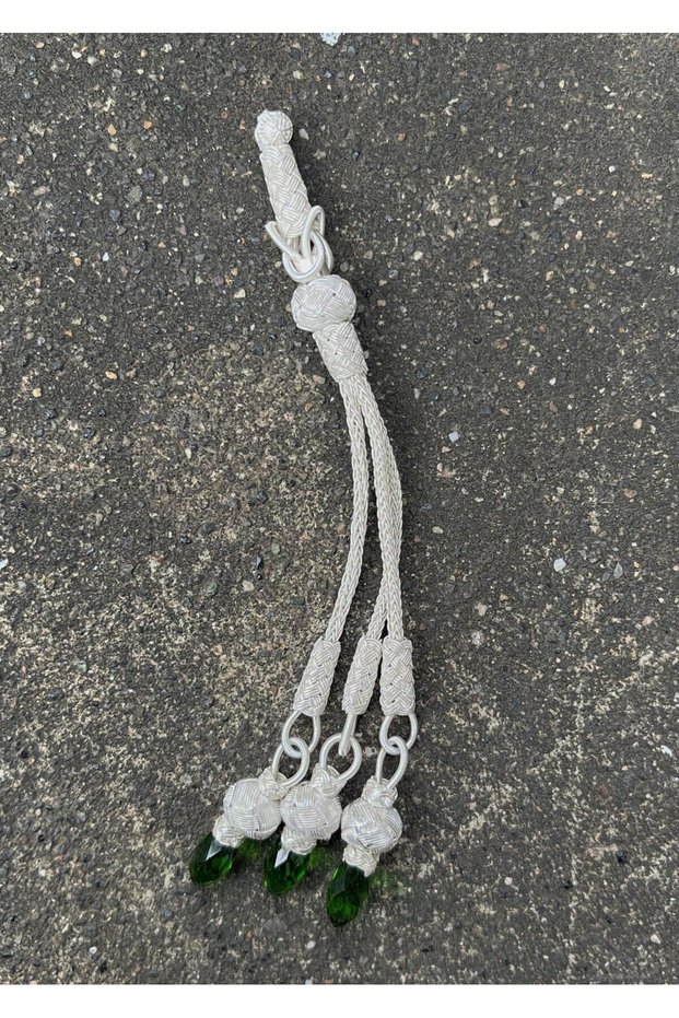 Silver Kazaziye Zircon Stone Detailed Three Hanging Rosary with Tassel