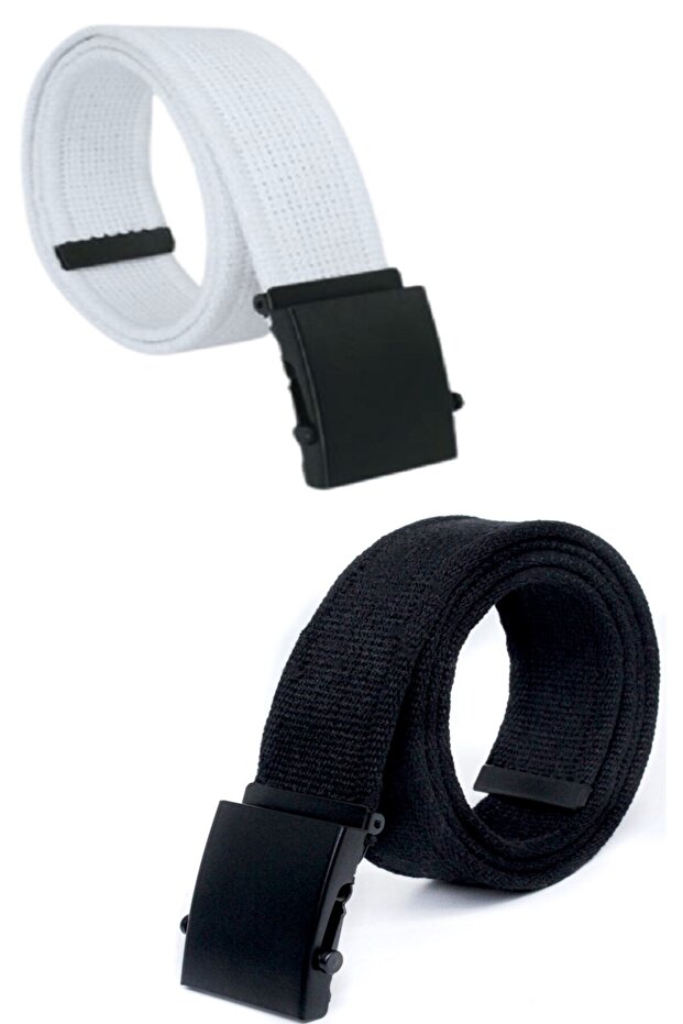 2 Pieces Black Buckle Belt - Mom Jean - Canvas Pants - Cargo Shorts Belt - Unisex
