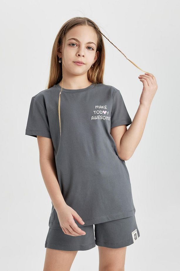 Kız Çocuk Pijama Takımı Baskılı Kısa Kollu Üst Şort C1956a824sp - 3