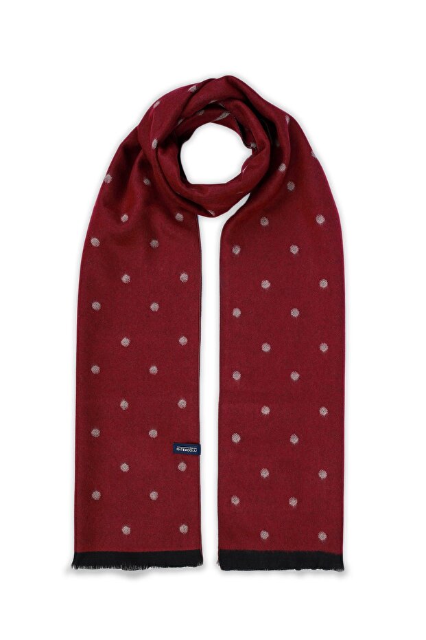 Bordo  Desenli Atkı - 1