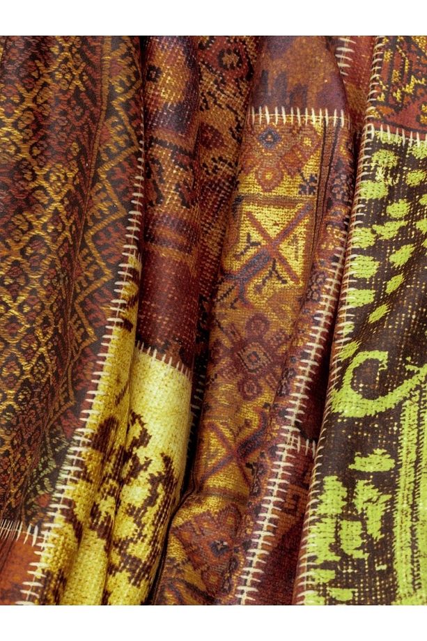 Softmicro Etnik Desenli Boho Kiremit Rengi Koltuk Örtüsü , Kanepe Örtüsü , Koltuk Şalı 180x300 - 6