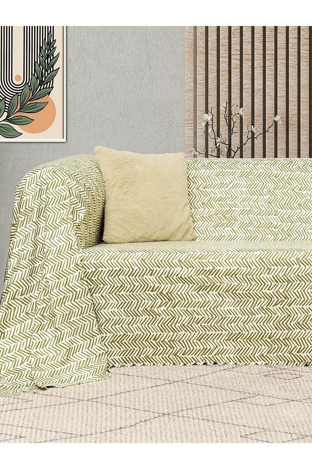 Softmicro Iskandinav Desenli Boho 180x220 Cm Koltuk Örtüsü Şalı, Kanepe Örtüsü, Tv Battaniyesi Yeşil - 3