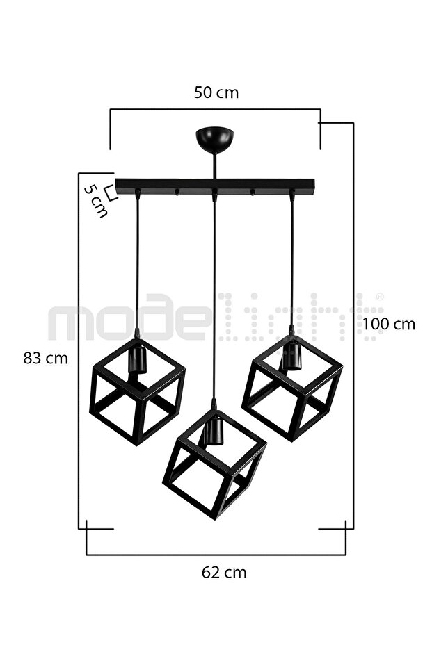 KÜP 3LÜ SIRALI AVİZE SİYAH - 4