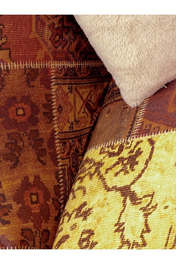 Softmicro Etnik Desenli Boho 130x180 Cm Koltuk Örtüsü Şalı, Kanepe Örtüsü, Tv Battaniyesi Kiremit Re - 4