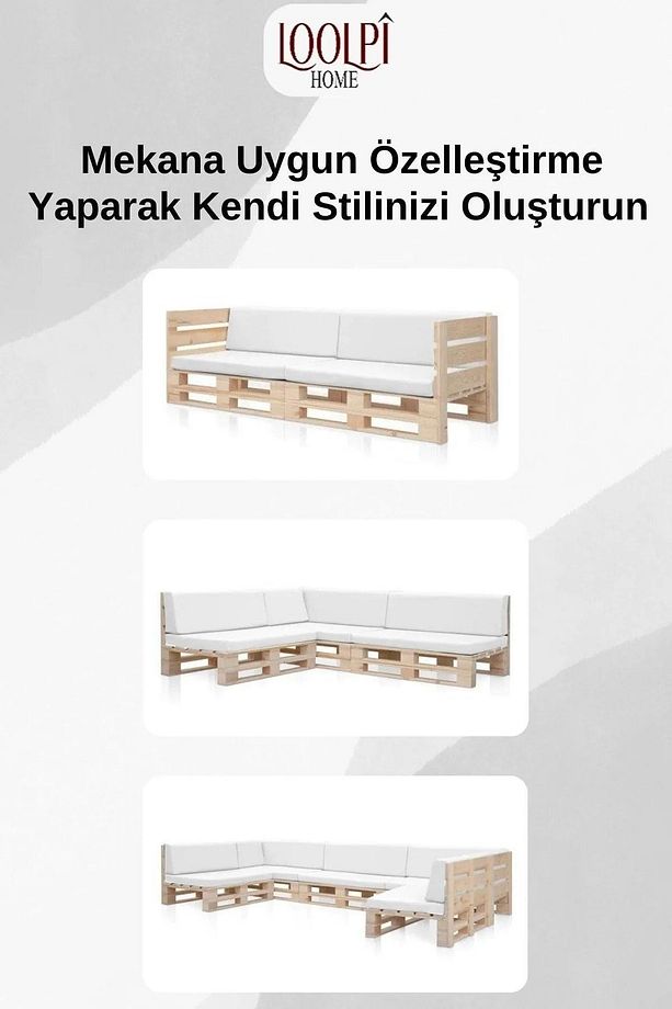 Doğal Ahşap Palet Koltuk Ve Minder Set - 8