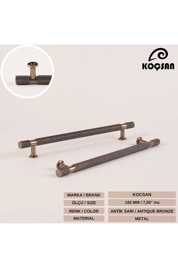 Firuze Antik Sarı 192 Mm Kulp Lüks Country Mutfak Mobilya Dolap Çekmece Kulpu - 3