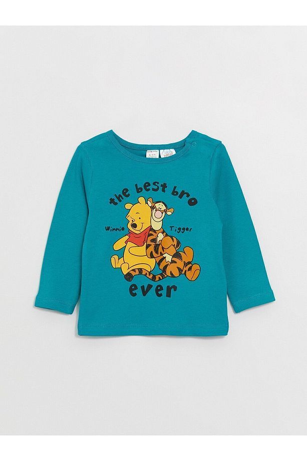 Bisiklet Yaka Uzun Kollu Winnie the Pooh Baskılı Erkek Bebek Pijama Takımı - 2