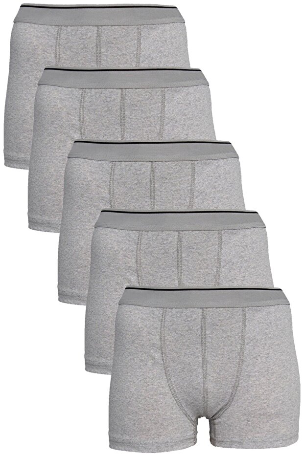 5-Pack Grey Men's Plus Size Cotton Boxer Shorts with Stretch Fabric
