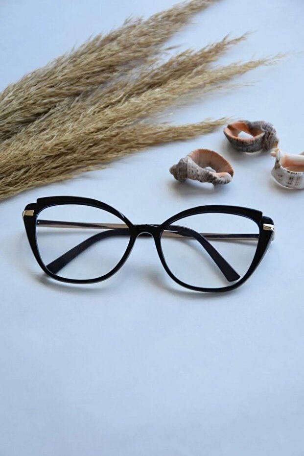 Blue Light Protected Cat Eye Glasses Women's Model Vintage Glass Can Be Changed Optical Compatible