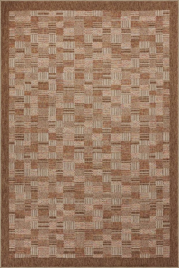 Brown Cube Motif Decorative Washable Carpet Miravip8984