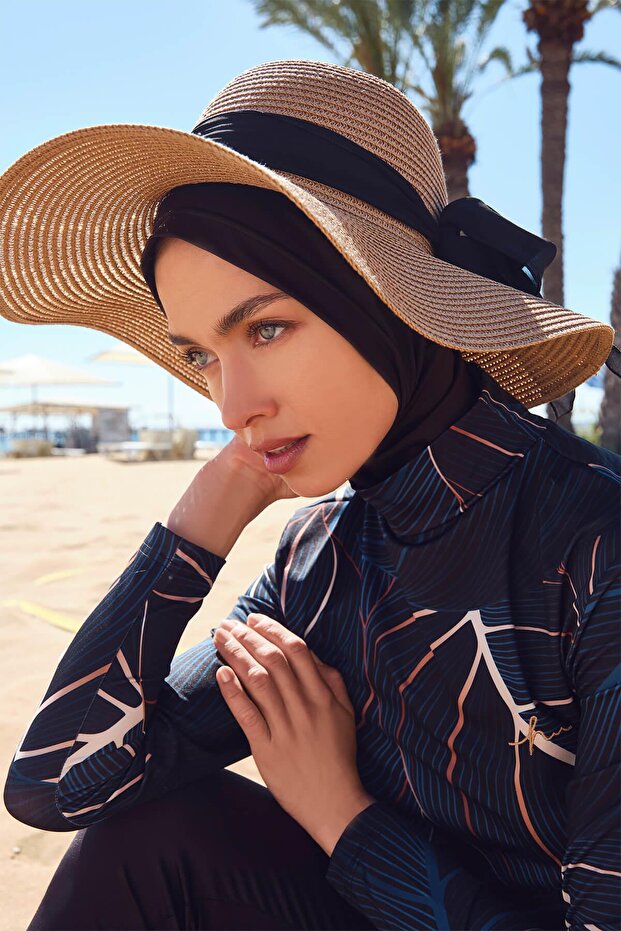 Fiyonklu Toprak Hasır Şapka - 1