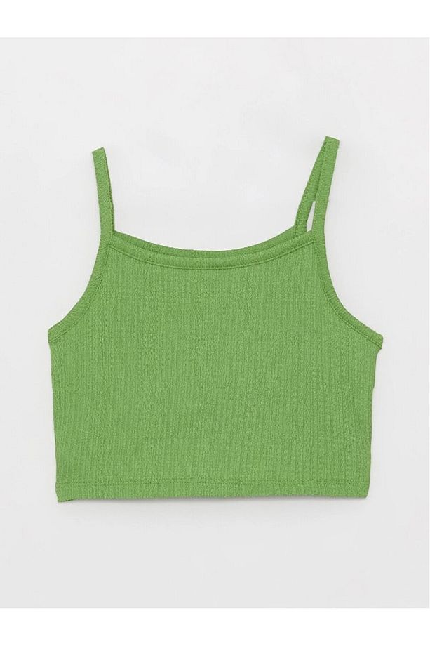 LCW Kids Kare Yaka Basic Askılı Kız Çocuk Crop Atlet - 1