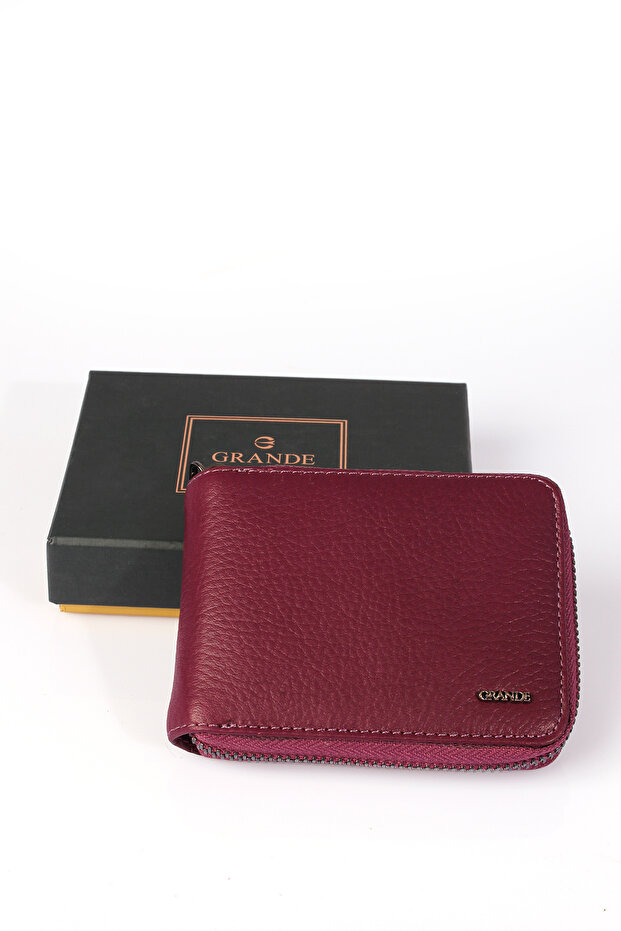 522 100% Genuine Leather Zippered Men's Wallet Card Holder Murdum