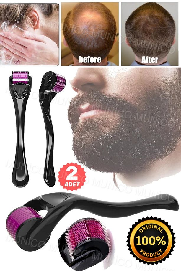 2 Adet 540 Derma Rulo Microniddle Rulo Mikro İğneleme İğneleri Uzunluk Titanyum Dermoroller Saç İçin - 7