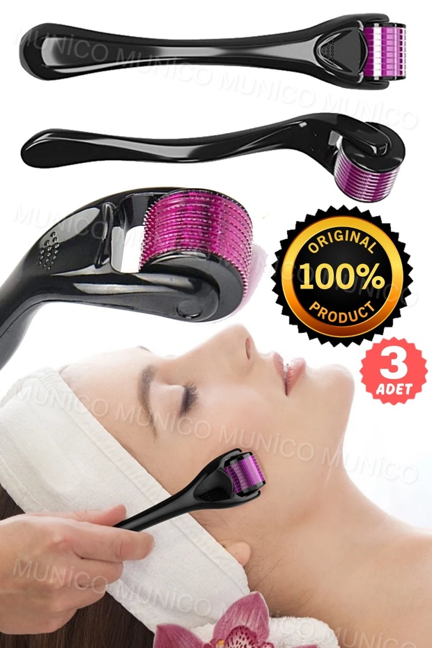 3 Adet Titanyum Mikroiğne Skar Derma Rulo Sakal Çıkma Saç Dökülmesi 1.0 mm Unisex İğneli Aparat Rulo - 5